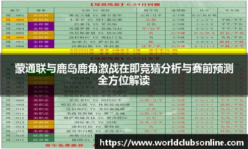 蒙通联与鹿岛鹿角激战在即竞猜分析与赛前预测全方位解读